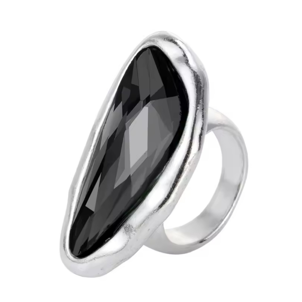 NOCTURNA - Bohemian Ring - Smoke gray crystal